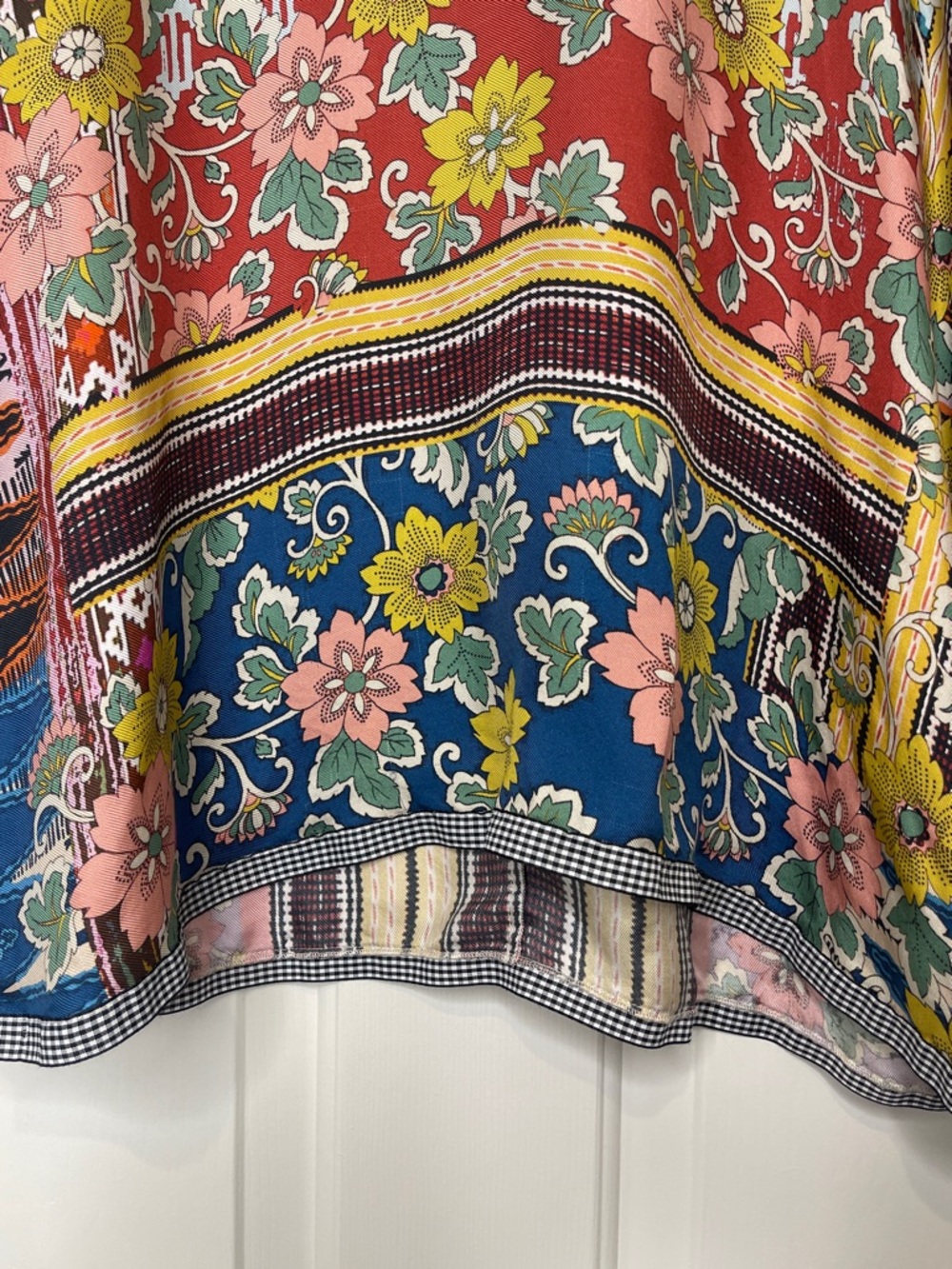 Johnny Was Silk Multicolor Floral & Geometric Boho Tunic Medium - Picture 6 of 12
